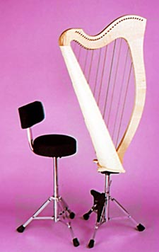Harp with high stool and stand